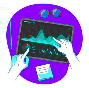 Tablet filled wit data ands graphs